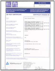 Transceiver: IEC/EN 60825 and CB  